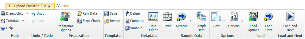 Upload ribbon view