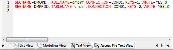 Access File Text View Tab
