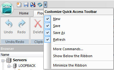 Quick Access Toolbar options