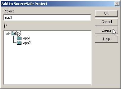 Add to SourceSafe Project Dialog Box