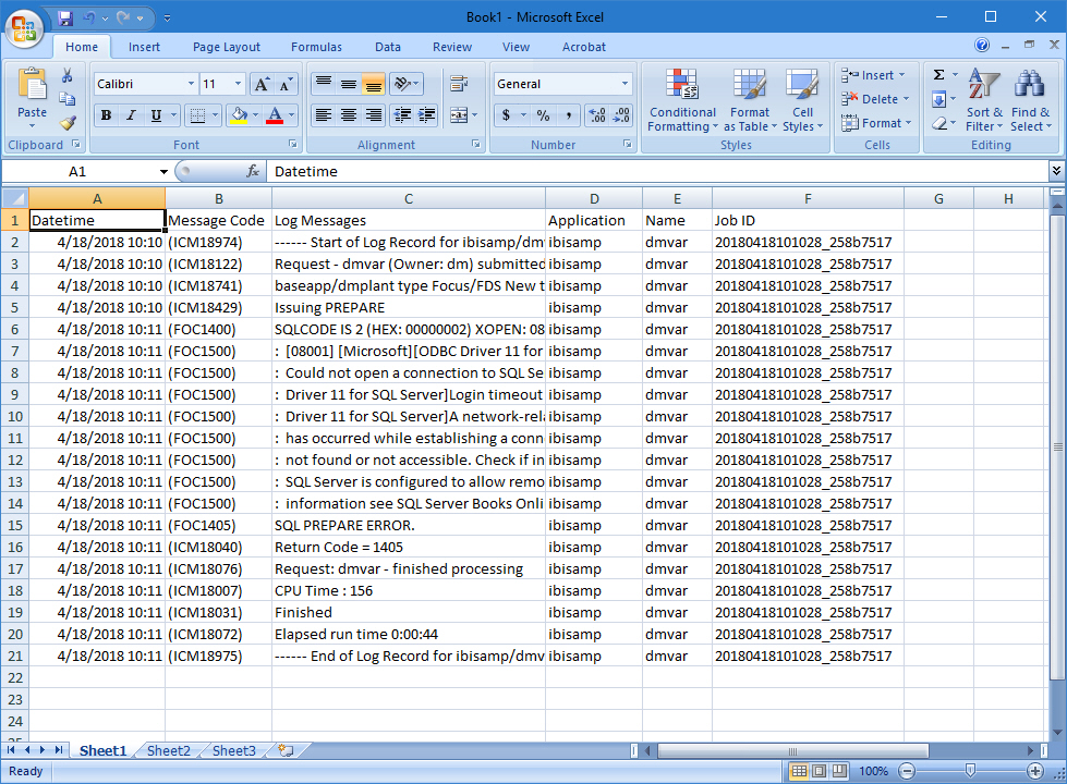 DM report in Excel