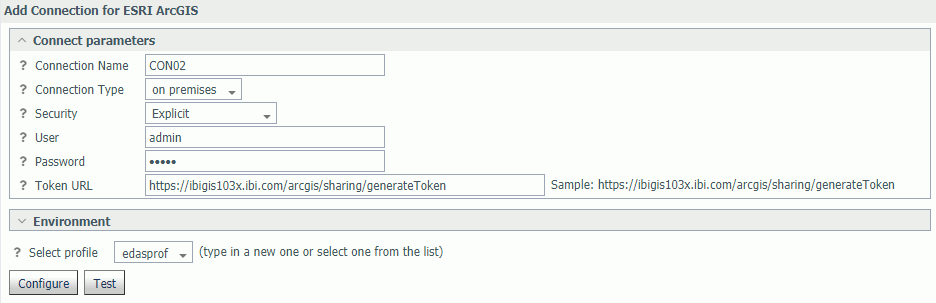 Add connection for ESRI ArcGIS on premises
