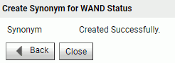 Successfully created synonym
