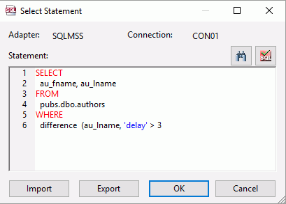 Select Statement dialog box